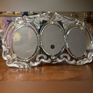 Ornate Triple Photo Frame in Clear Glass